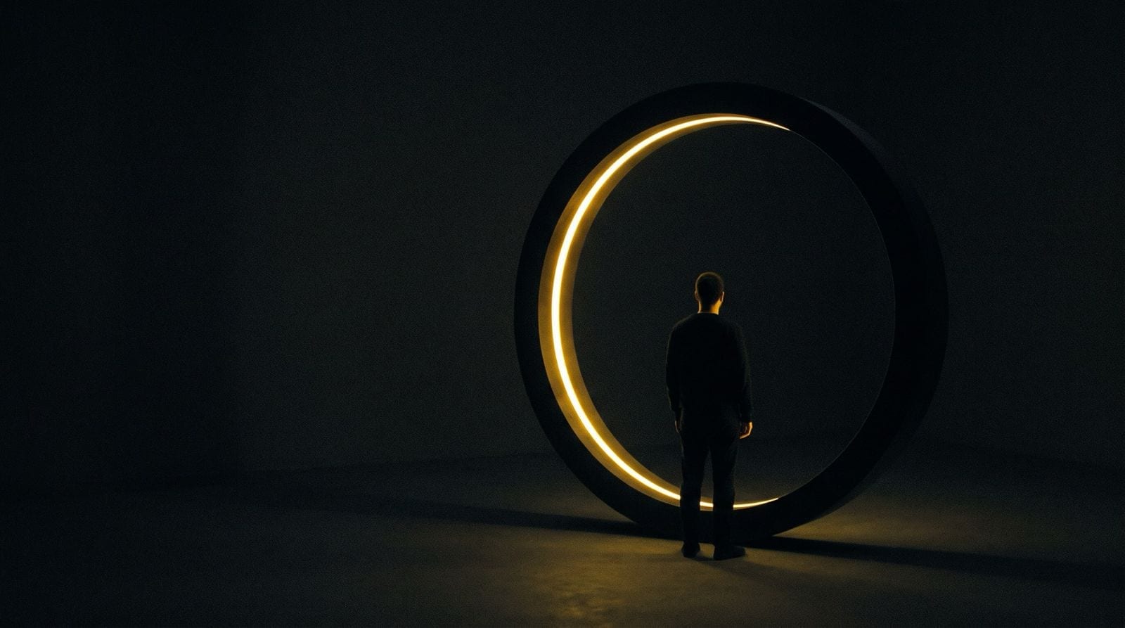 A man standing inside a lit ring